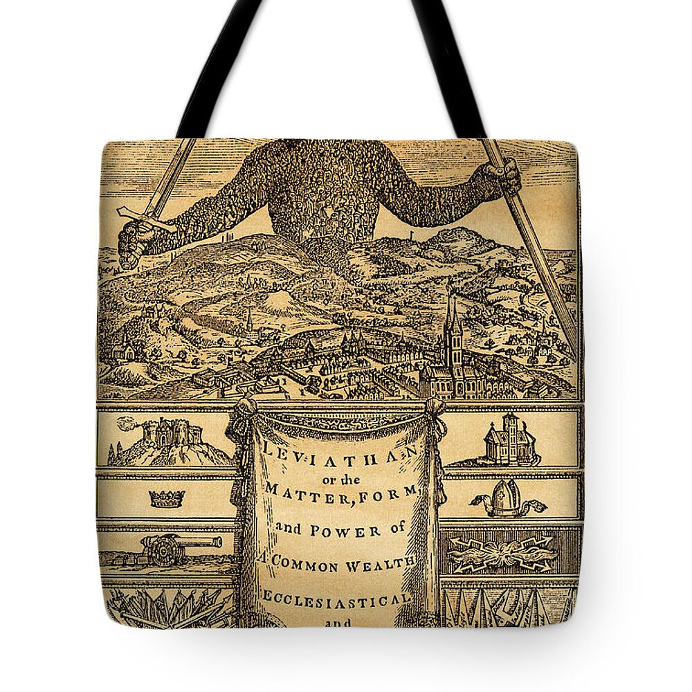 1651 Tote Bag featuring the drawing Hobbes, Leviathan, 1651 #2 by Granger