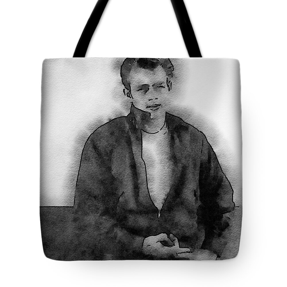 Hollywood Tote Bag featuring the painting James Dean #2 by Esoterica Art Agency