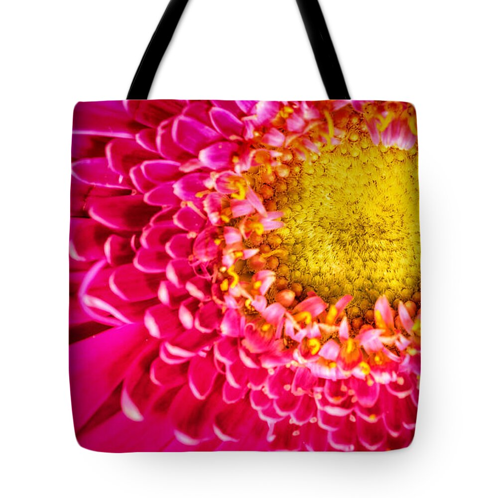 Abstract Tote Bag featuring the photograph Macro Close-up of a Pink Chrysanthemum Flower #2 by John Williams
