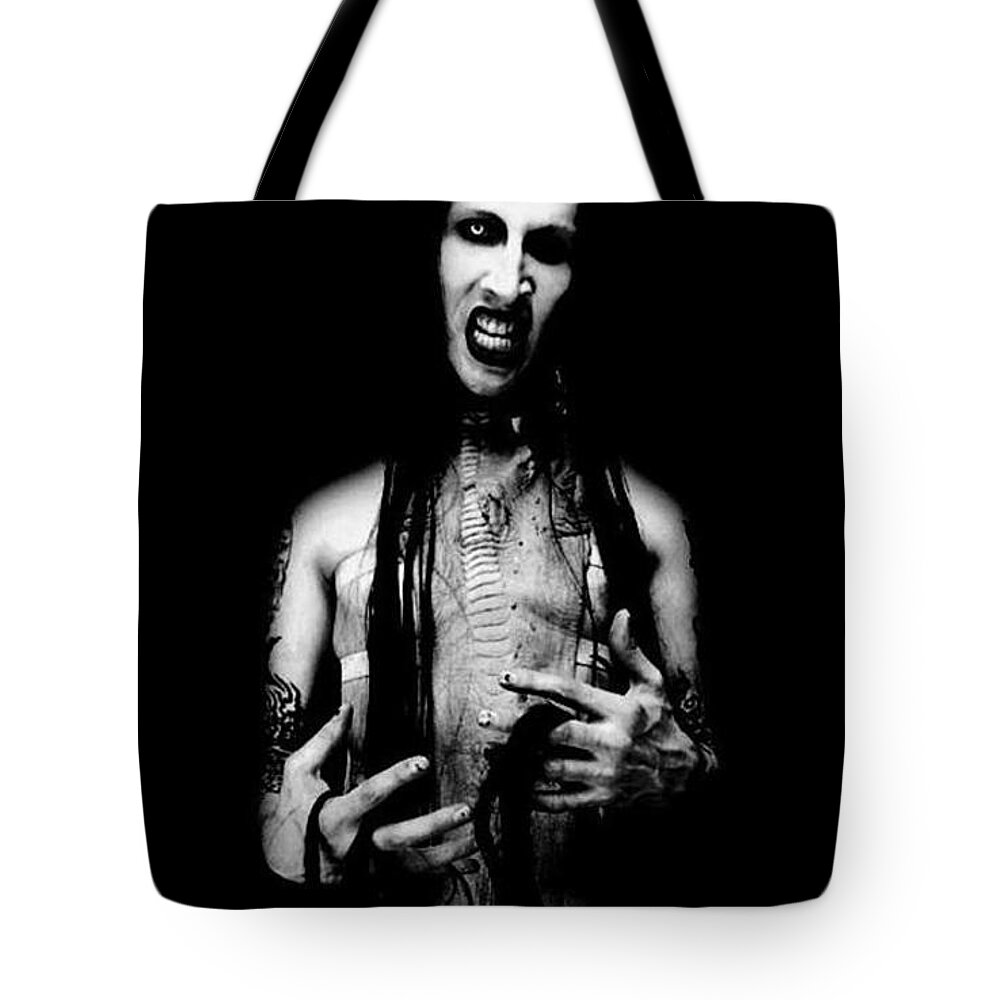Marilyn Manson Tote Bag featuring the photograph Marilyn Manson #2 by Mariel Mcmeeking