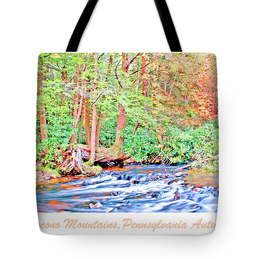 Current Tote Bag featuring the photograph Mountain Stream in Autumn Pocono Mountains Pennsylvania #2 by A Macarthur Gurmankin