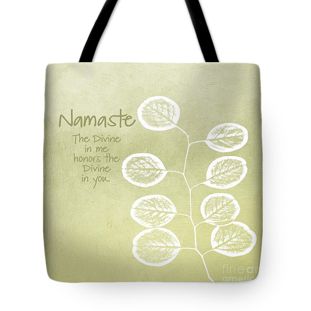 Namaste Tote Bag featuring the mixed media Namaste #2 by Linda Woods