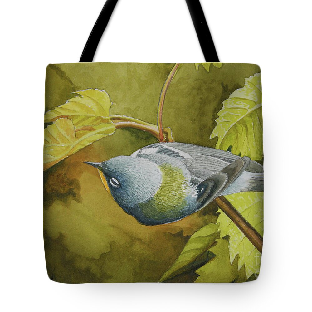 Bird Tote Bag featuring the painting Northern Parula #2 by Charles Owens