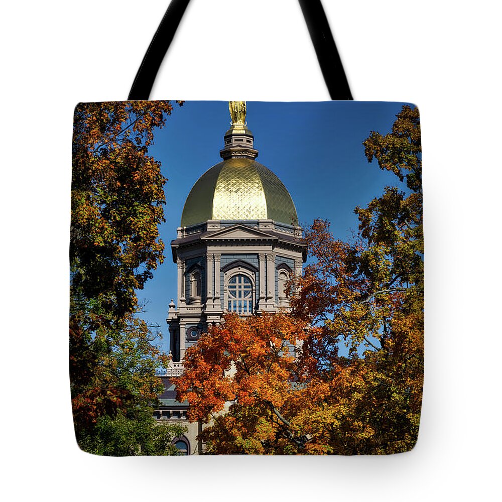Notre Dame University Tote Bag featuring the photograph Notre Dame's Golden Dome #3 by Mountain Dreams