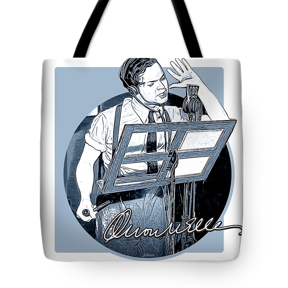 Orson Welles Tote Bag featuring the drawing Orson Welles by Greg Joens