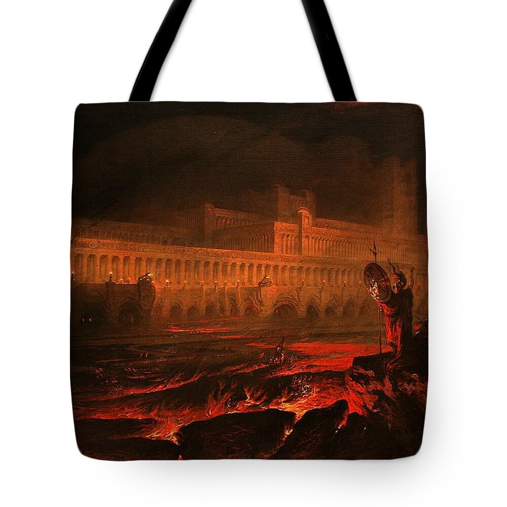 Louvre Tote Bag featuring the painting Pandemonium #5 by John Martin