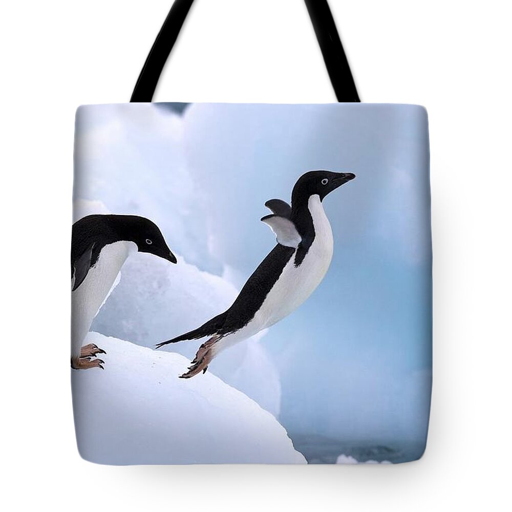 Penguin Tote Bag featuring the digital art Penguin #2 by Maye Loeser