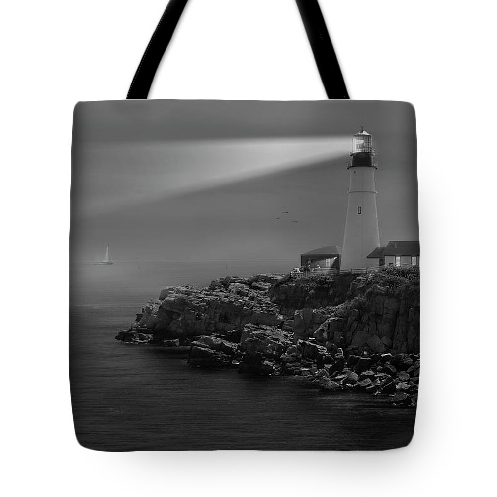 Portland Lighthouse Tote Bag featuring the photograph Portland Head Lighthouse #3 by Mike McGlothlen