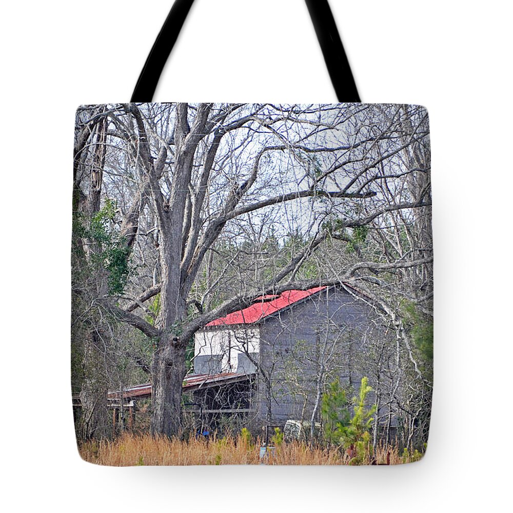 Barn Tote Bag featuring the photograph Red Roof #2 by Linda Brown