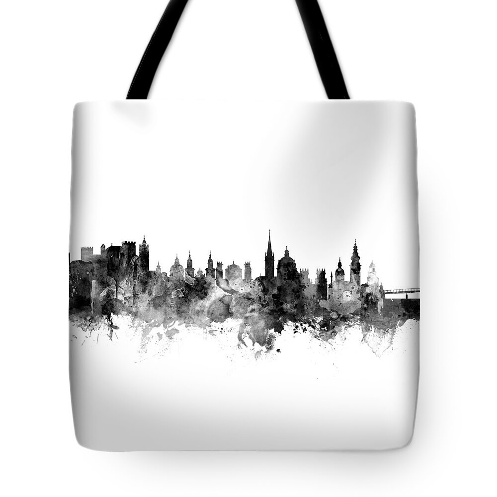 Salzburg Tote Bag featuring the digital art Salzburg Austria Skyline by Michael Tompsett
