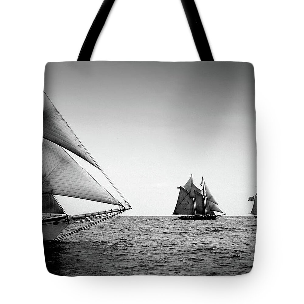 Windjammers Tote Bag featuring the photograph Schooner Race by Fred LeBlanc