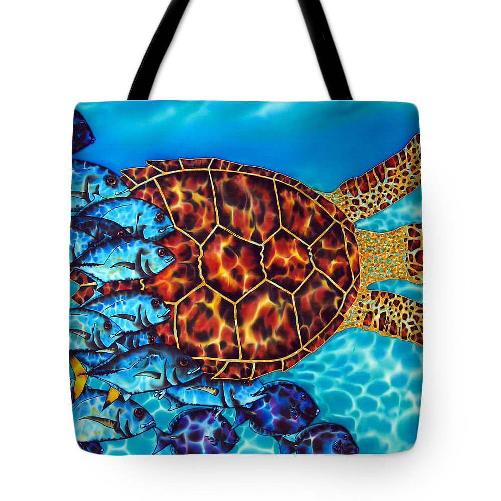 Turtle Tote Bag featuring the painting Sea Turtle by Daniel Jean-Baptiste
