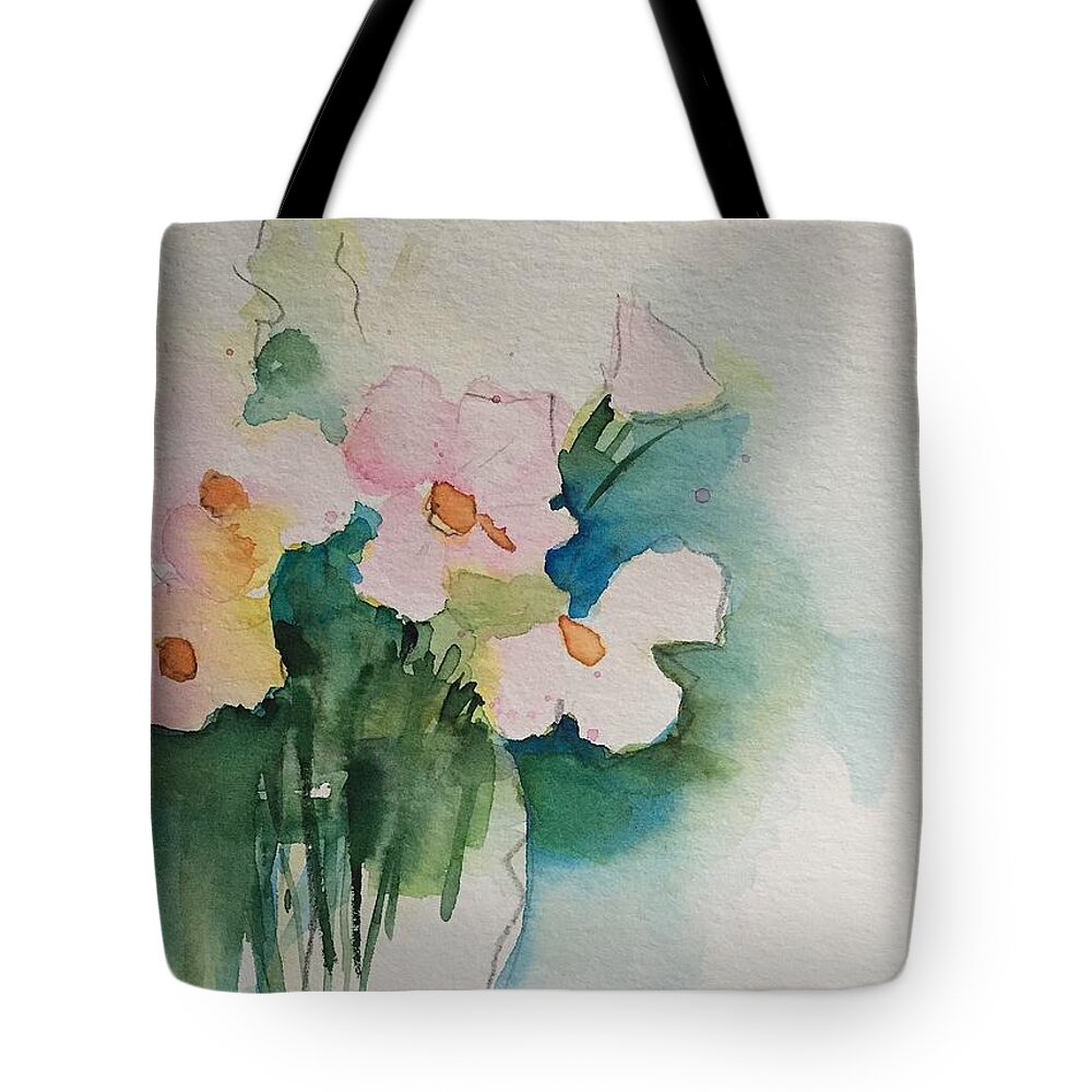Bouquet Tote Bag featuring the painting Simple Bouquet #2 by Britta Zehm