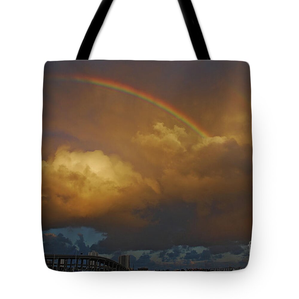 Singer Island Tote Bag featuring the photograph 2- Singer Island Stormbow by Rainbows