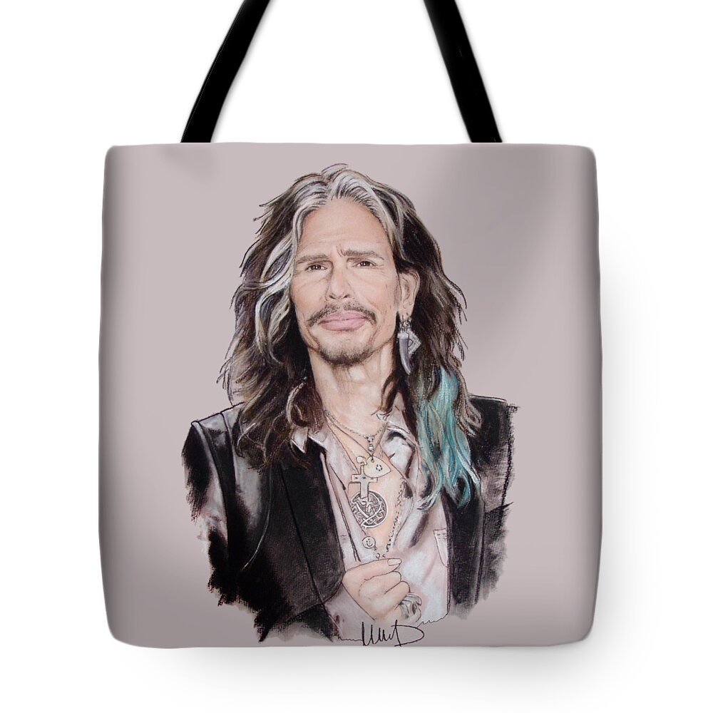 Steven Tyler Tote Bag featuring the painting Steven Tyler by Melanie D