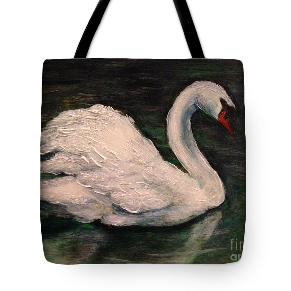 Swan Tote Bag featuring the painting Swan 3 by Lavender Liu