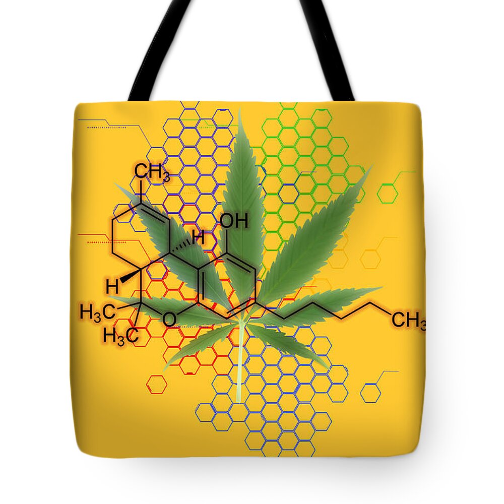 Cannabis Tote Bag featuring the photograph Tetrahydrocannabinol #2 by George Mattei