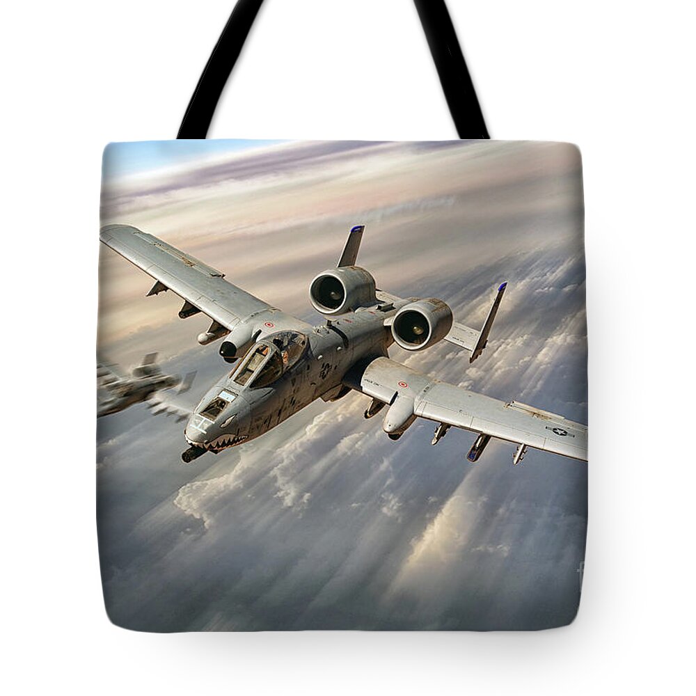 A10 Tote Bag featuring the digital art The Hogs by Airpower Art