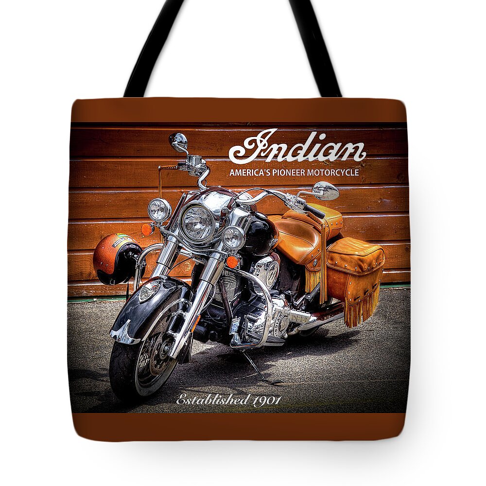 The Indian Motorcycle Tote Bag featuring the photograph The Indian Motorcycle by David Patterson