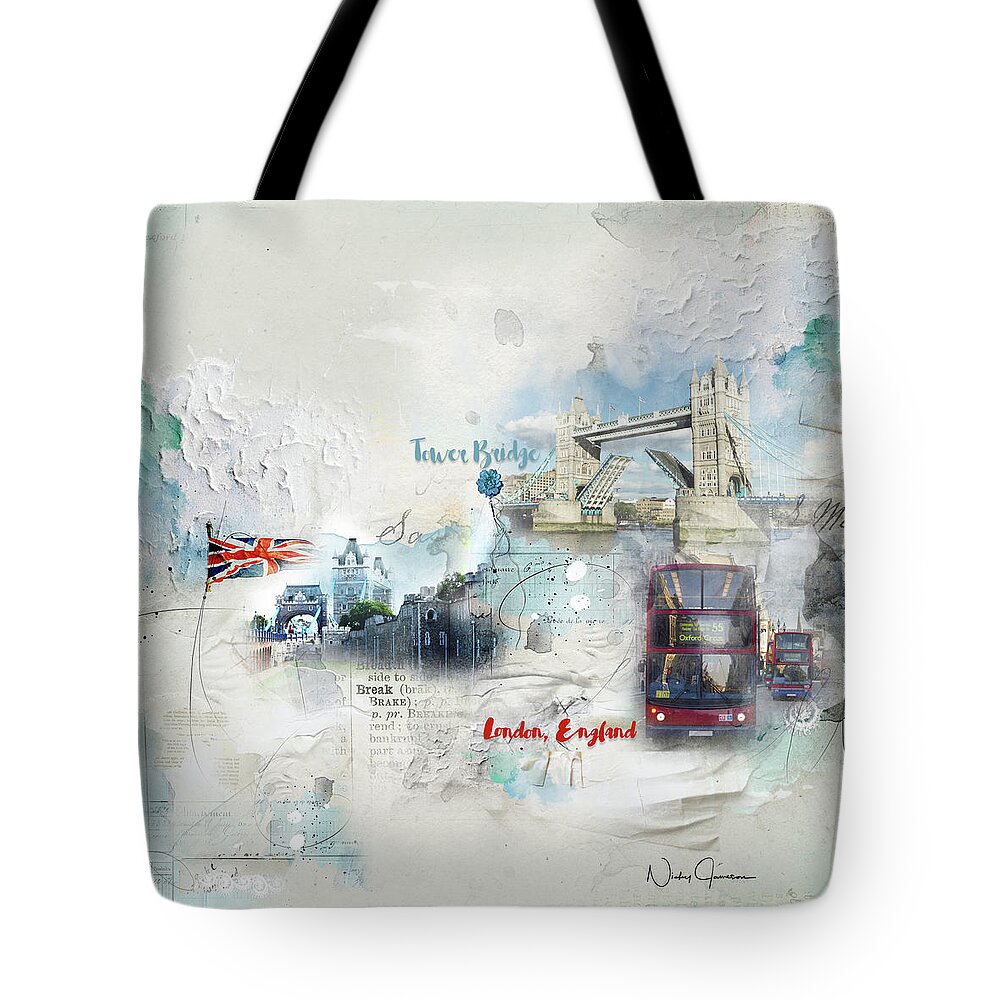 Londonart Tote Bag featuring the digital art Tower Bridge by Nicky Jameson
