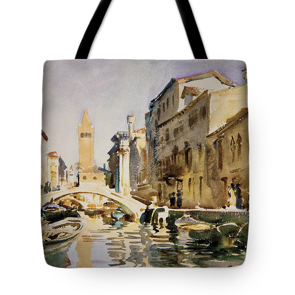 Venetian Canal Tote Bag featuring the painting Venetian Canal #2 by John Singer Sargent