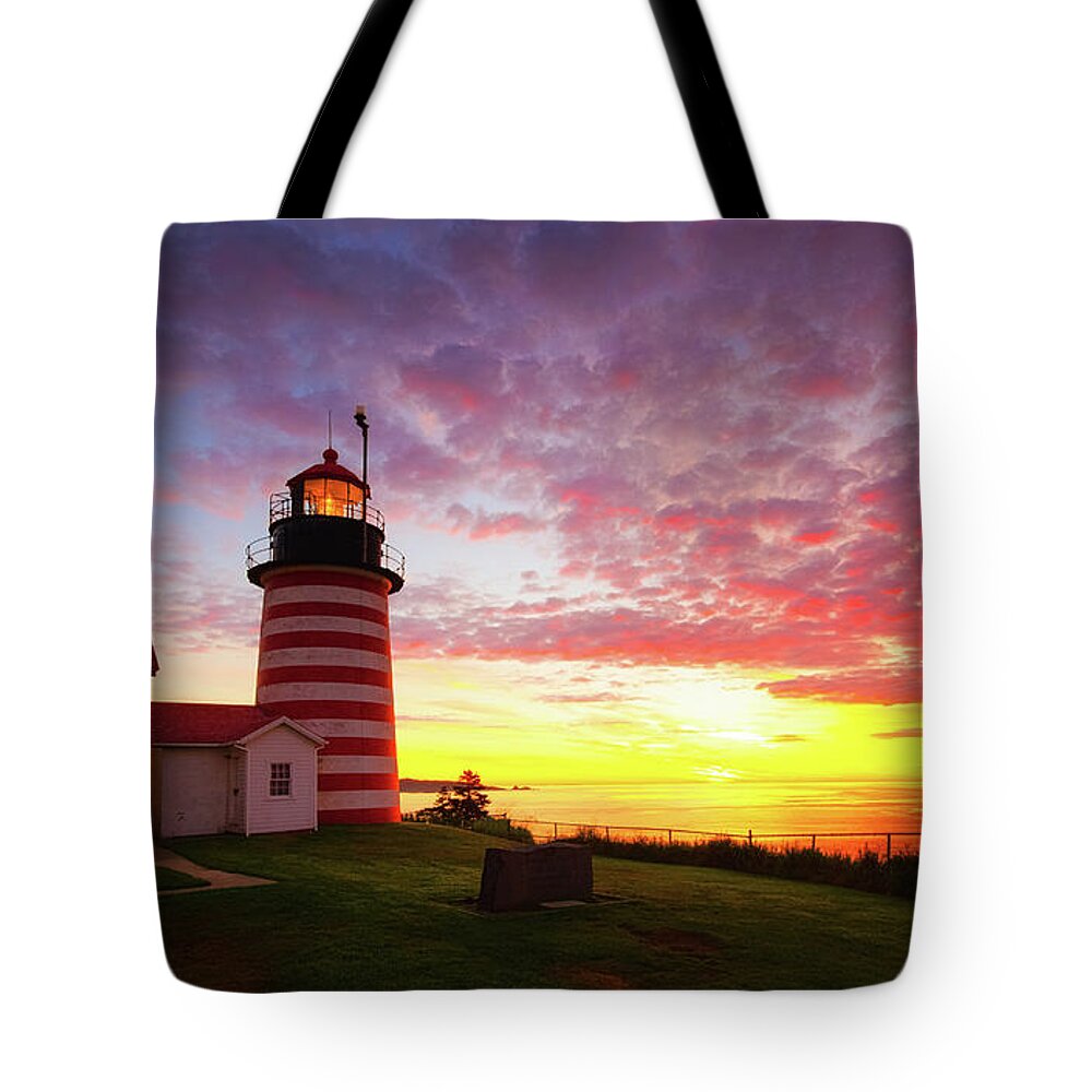 Lubec Tote Bag featuring the photograph West Quoddy Head Light #5 by Robert Clifford