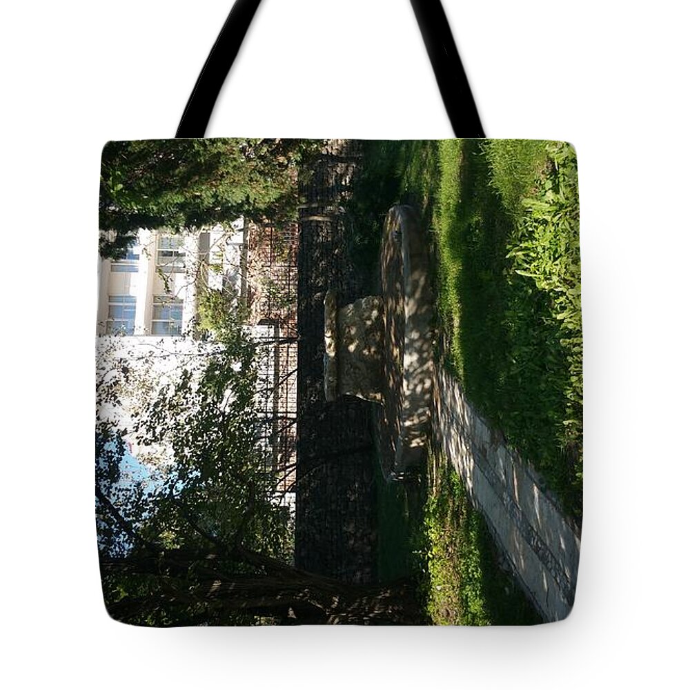 Tote Bag featuring the photograph White building peeking through trees #2 by Zachary Lowery