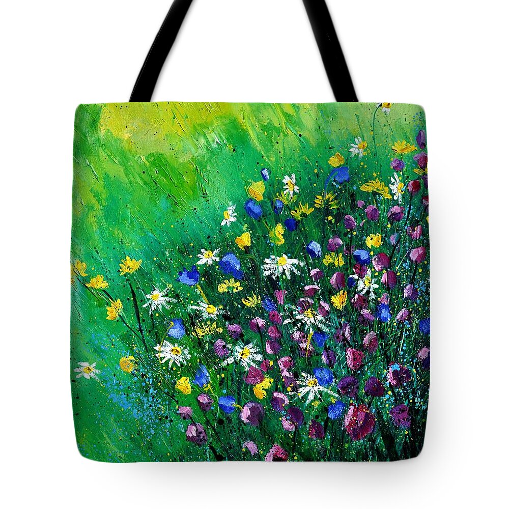 Flowers Tote Bag featuring the painting Wild Flowers by Pol Ledent