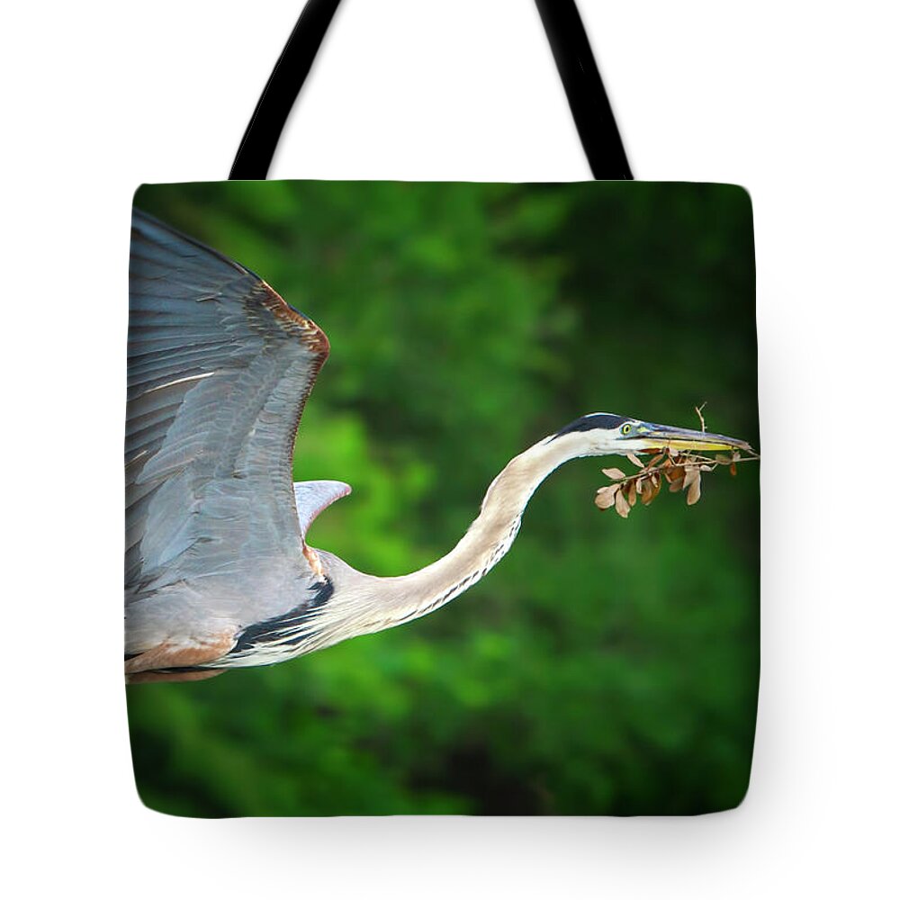 Great Blue Heron Tote Bag featuring the photograph Wings of Blue #2 by Mark Andrew Thomas