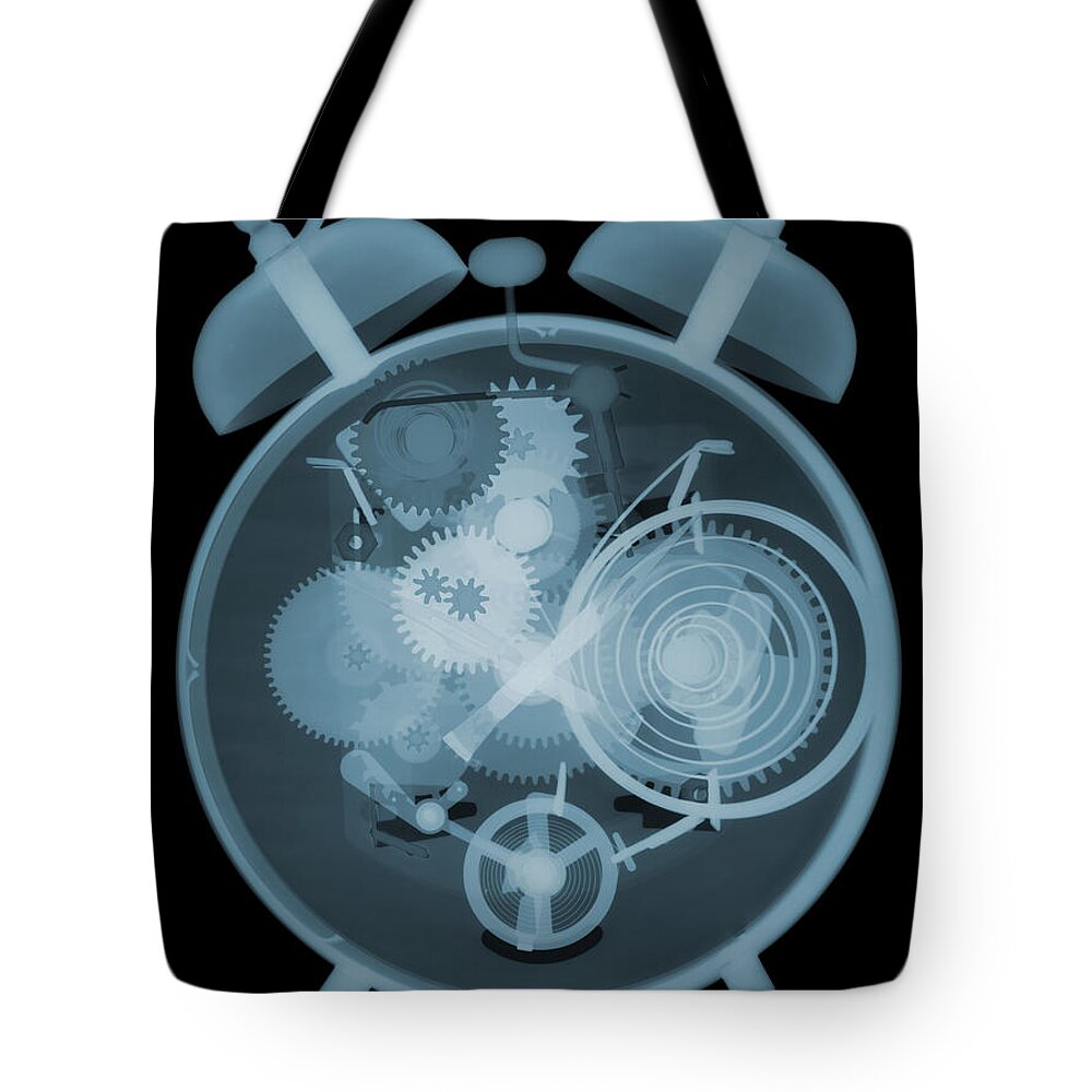 Science Tote Bag featuring the photograph X-ray Of An Alarm Clock #3 by Ted Kinsman