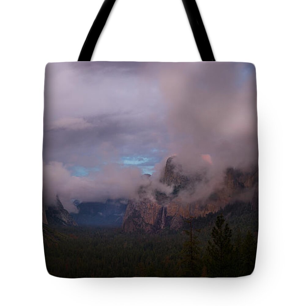 Yosemite Tote Bag featuring the photograph Yosemite Valley Panorama in Color by Alexander Fedin