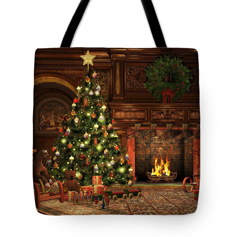 Christmas Tote Bag featuring the digital art Christmas #20 by Maye Loeser