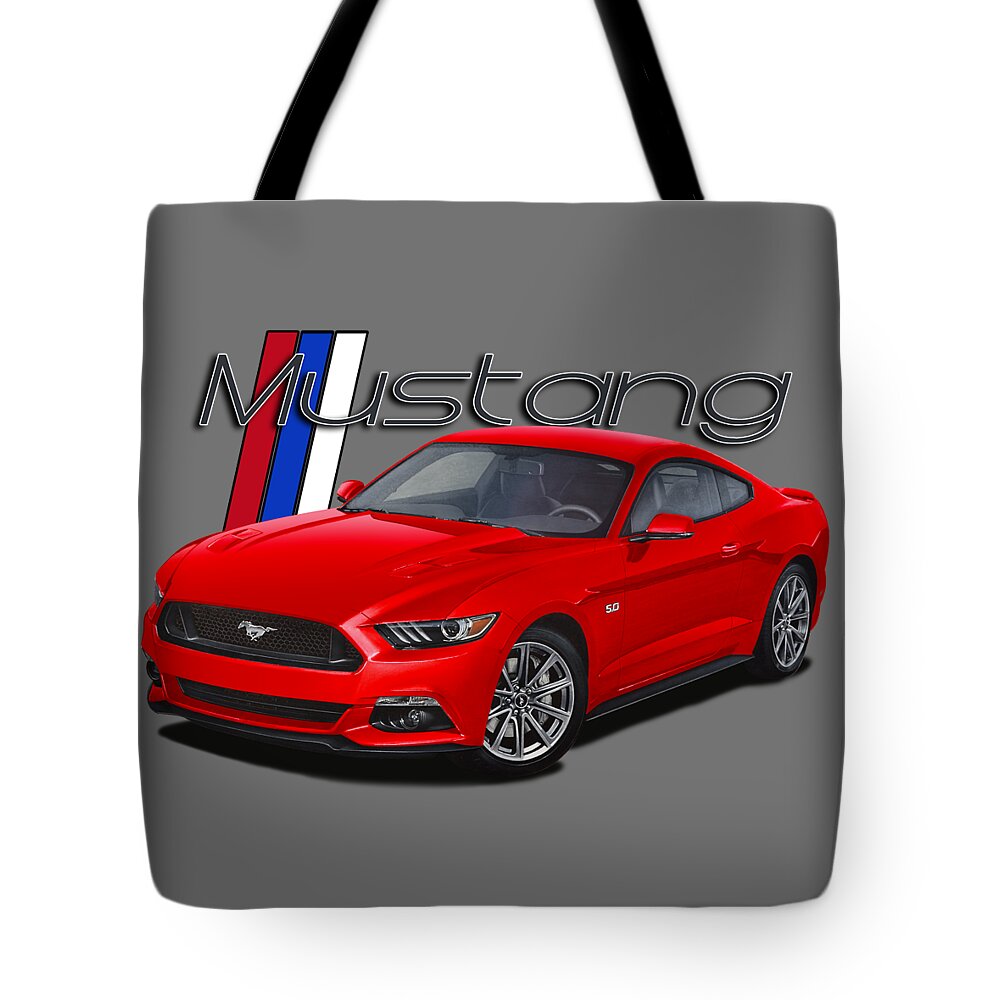 2015 Tote Bag featuring the digital art 2015 Red Mustang by Paul Kuras
