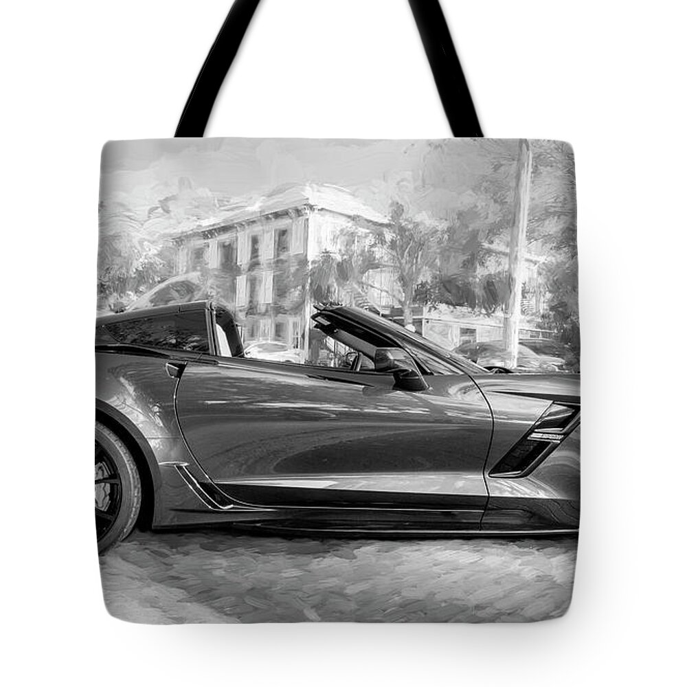 2017 Corvette Tote Bag featuring the photograph 2017 Chevrolet Corvette Gran Sport BW by Rich Franco