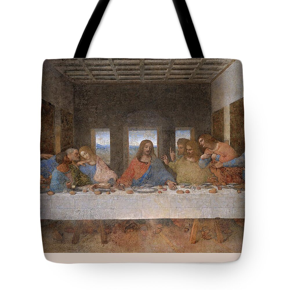Leonardo Da Vinci Tote Bag featuring the painting The Last Supper by Troy Caperton
