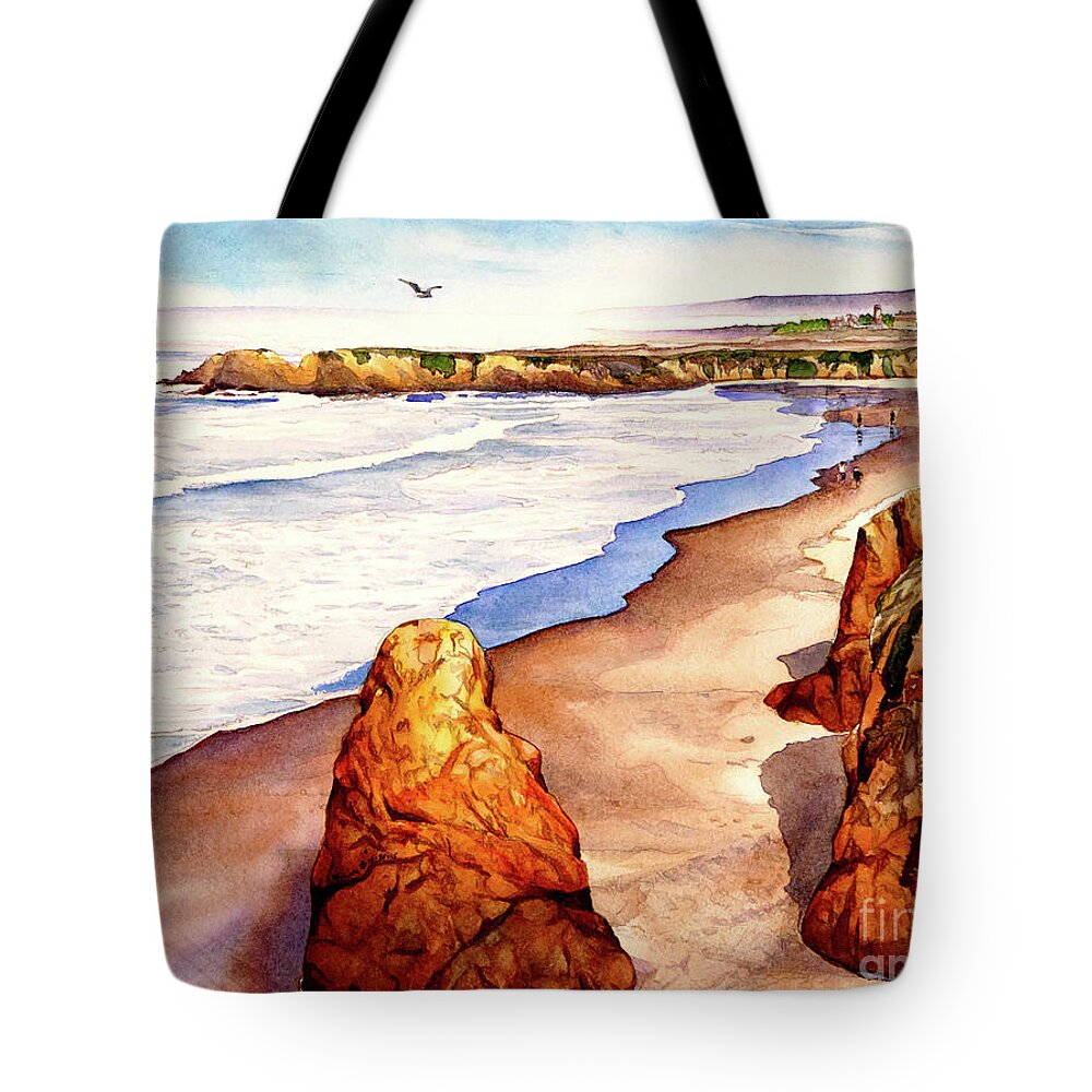 Pudding Creek Tote Bag featuring the painting #219 Beach at Pudding Creek #219 by William Lum