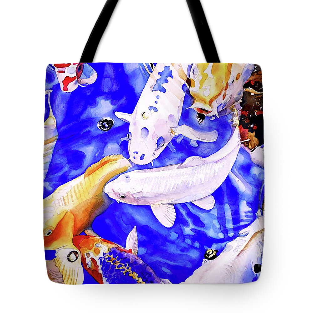 Koi Tote Bag featuring the painting #221 High Hand Koi 3 #221 by William Lum