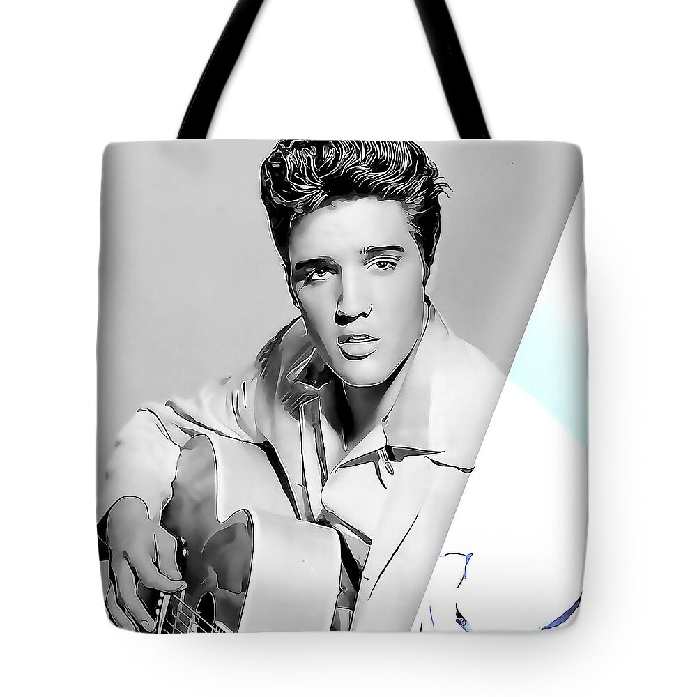 Elvis Art Tote Bag featuring the mixed media Elvis Presley #11 by Marvin Blaine