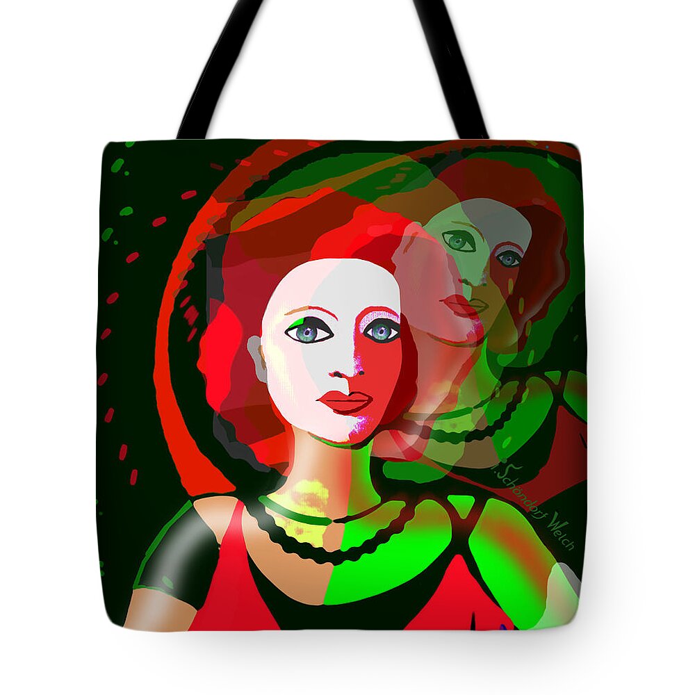 2307 Portrait Of A Proud Lady 2017 Tote Bag featuring the digital art 2307 - Portrait of a proud Lady 2017 by Irmgard Schoendorf Welch
