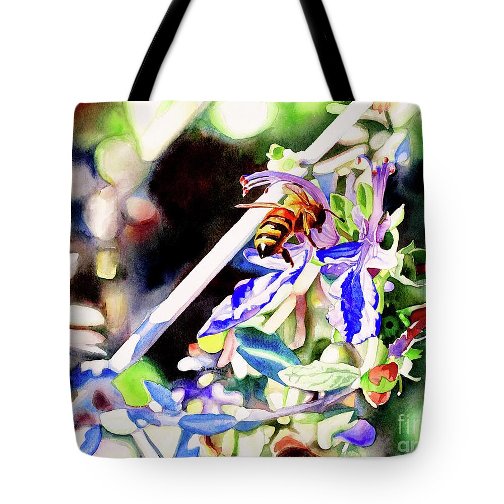 Bee Tote Bag featuring the painting #240 Bee #240 by William Lum