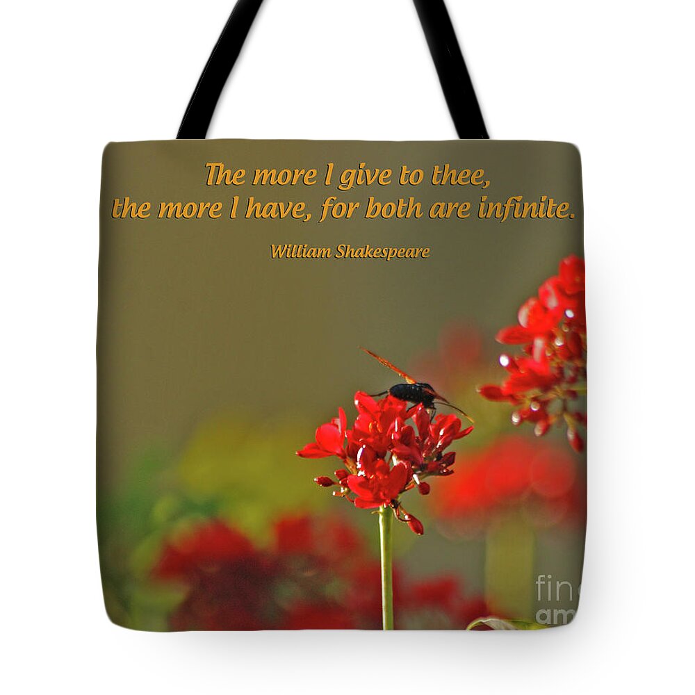 William Shakespeare Tote Bag featuring the photograph 28- The more I give to thee by Joseph Keane