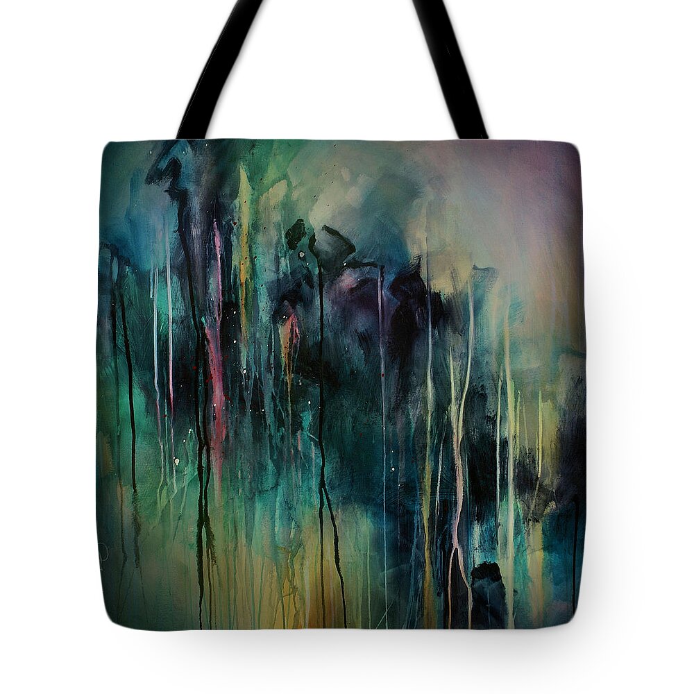 Abstract Design Tote Bag featuring the painting Abstract by Michael Lang