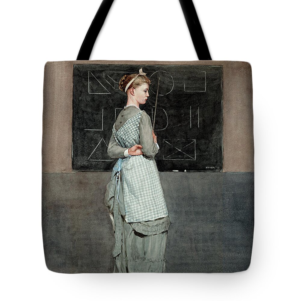 Winslow Homer Tote Bag featuring the drawing Blackboard by Winslow Homer