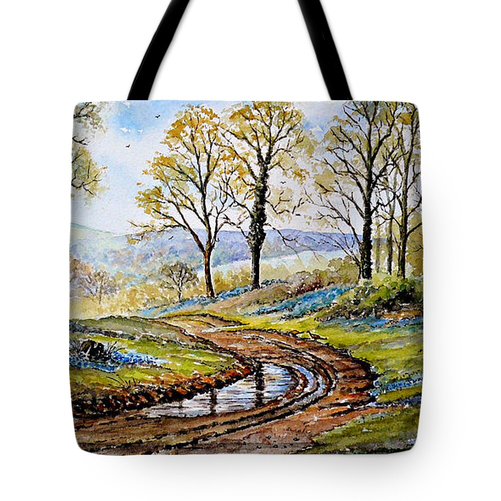 Bluebells In The New Forest Tote Bag featuring the painting Bluebells in the New Forest #4 by Andrew Read