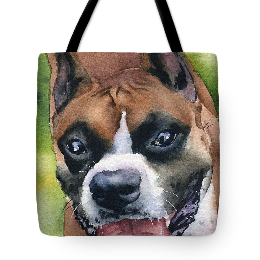 Boxer Tote Bag featuring the painting Boxer #2 by David Rogers