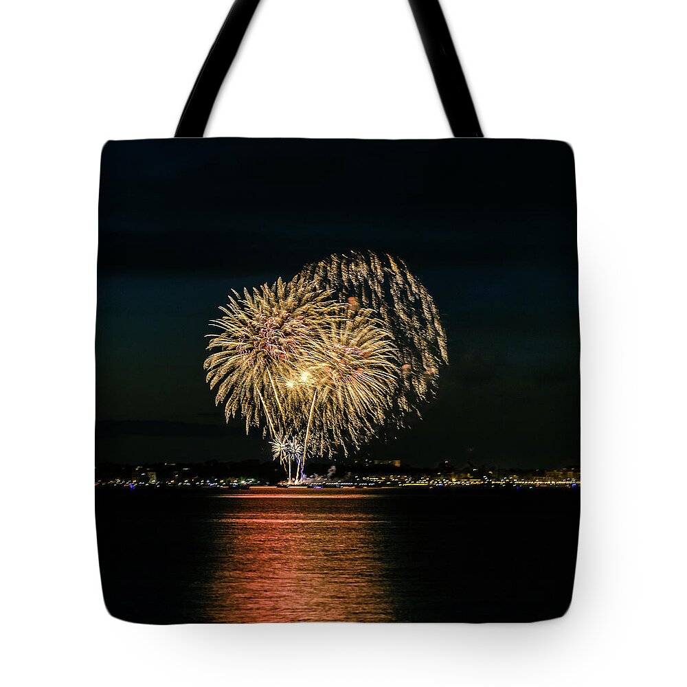 Anniversary Tote Bag featuring the photograph Fireworks #3 by SAURAVphoto Online Store