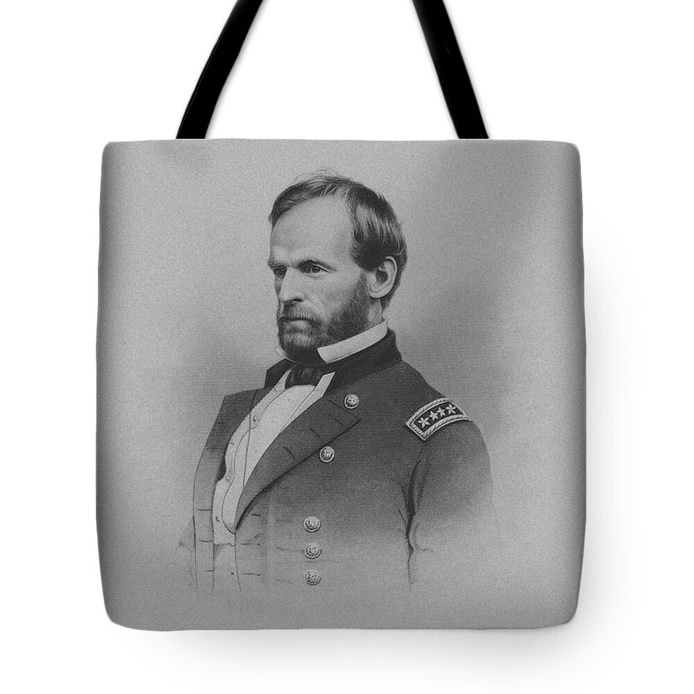 William Sherman Tote Bag featuring the mixed media General William Tecumseh Sherman by War Is Hell Store