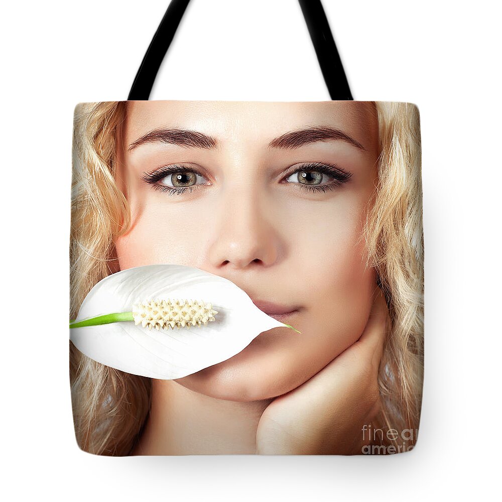 Adult Tote Bag featuring the photograph Gentle woman portrait by Anna Om