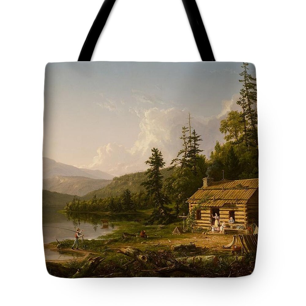 Home In The Woods Tote Bag featuring the painting Home in the Woods by Thomas Cole