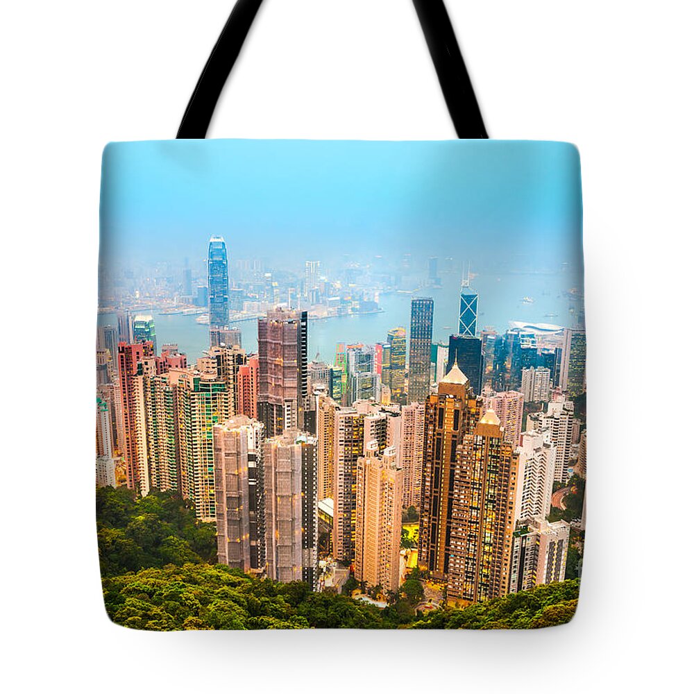 Hongkong Tote Bag featuring the photograph Hong Kong skyline #3 by Luciano Mortula